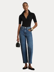 Lauren Ralph Lauren Blue Mid Wash Straight Leg Jeans with Logo Pocket - Image 10 of 12