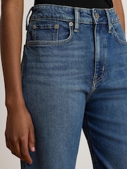 Lauren Ralph Lauren Blue Mid Wash Straight Leg Jeans with Logo Pocket - Image 3 of 12