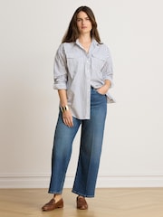 Lauren Ralph Lauren Blue Mid Wash Straight Leg Jeans with Logo Pocket - Image 6 of 12
