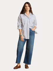 Lauren Ralph Lauren Blue Mid Wash Straight Leg Jeans with Logo Pocket - Image 9 of 12