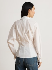 Lauren Ralph Lauren White Cotton V-Neck Wrap Shirt - Image 2 of 6