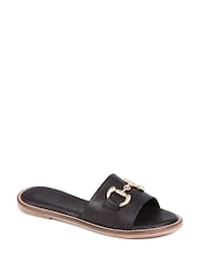 Jones Bootmaker Gold Emillina Leather Buckle Mule Sandals - Image 2 of 6