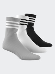adidas black white 3-Stripe Crew Length Socks 3 Pack - Image 1 of 8