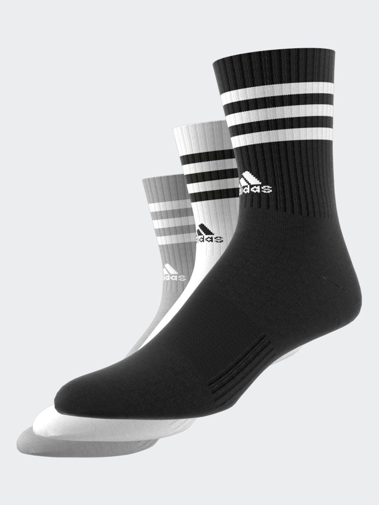 adidas black white 3-Stripe Crew Length Socks 3 Pack - Image 2 of 8