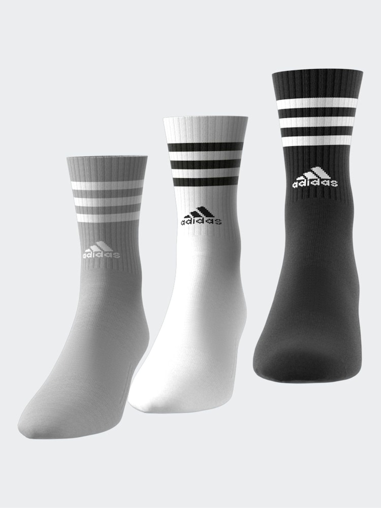 adidas black white 3-Stripe Crew Length Socks 3 Pack - Image 3 of 8