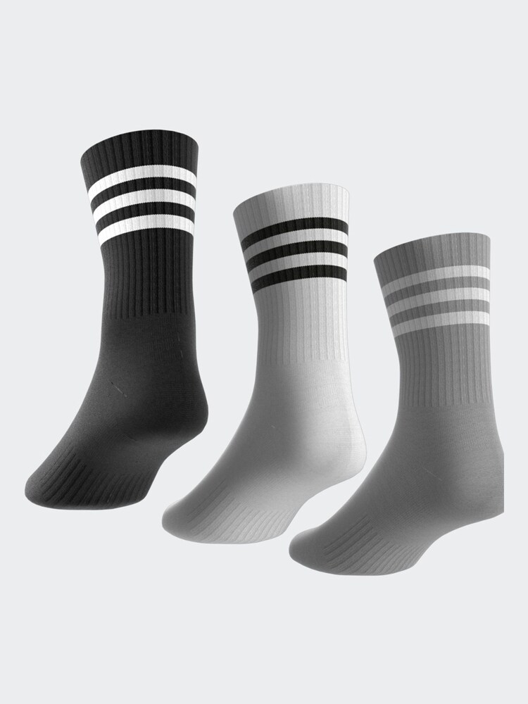 adidas black white 3-Stripe Crew Length Socks 3 Pack - Image 6 of 8