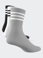 adidas black white 3-Stripe Crew Length Socks 3 Pack - Image 7 of 8