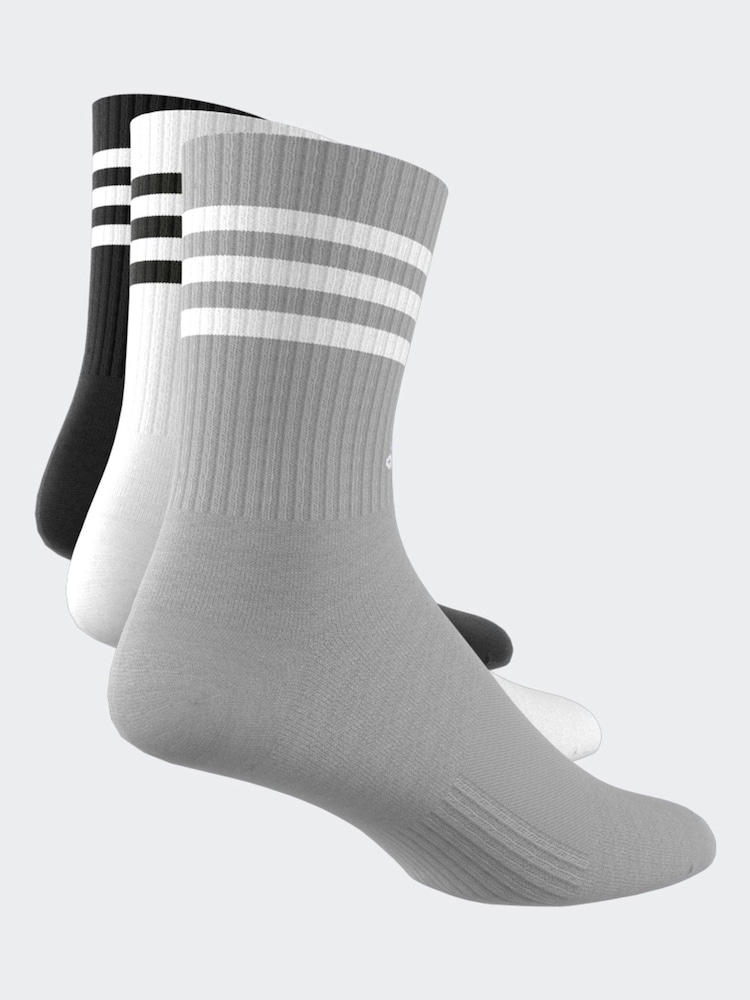 adidas black white 3-Stripe Crew Length Socks 3 Pack - Image 7 of 8