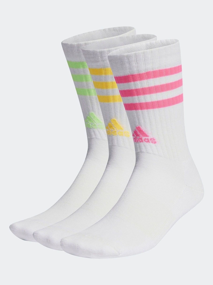 adidas Multi 3-Stripe Crew Length Socks 3 Pack - Image 1 of 1 adidas Multi 3-Stripe Crew Length Socks 3 Pack - Image 1 of 1