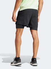 adidas Black Gym Training 2-In-1 Shorts - Image 3 of 6