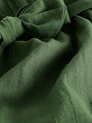 Khaki Green 100% Cotton Wrap Rik Rak Belted Playsuit - Image 8 of 8