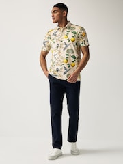 Neutral Floral Short Sleeve Print Polo Shirt - Image 2 of 7