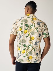 Neutral Floral Short Sleeve Print Polo Shirt - Image 3 of 7