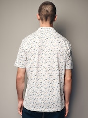 White/Blue Golf 100% Cotton Print Polo Shirt - Image 3 of 7