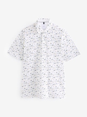 White/Blue Golf 100% Cotton Print Polo Shirt - Image 5 of 7