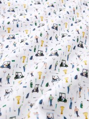 White/Blue Golf 100% Cotton Print Polo Shirt - Image 7 of 7