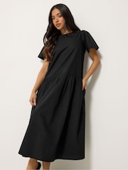 PixieGirl Petite Black Poplin Volume Maxi Dress - Image 2 of 5