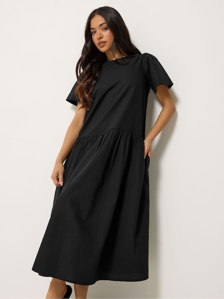 PixieGirl Petite Black Poplin Volume Maxi Dress - Image 2 of 5 PixieGirl Petite Black Poplin Volume Maxi Dress - Image 2 of 5