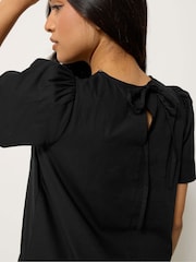 PixieGirl Petite Black Poplin Volume Maxi Dress - Image 4 of 5