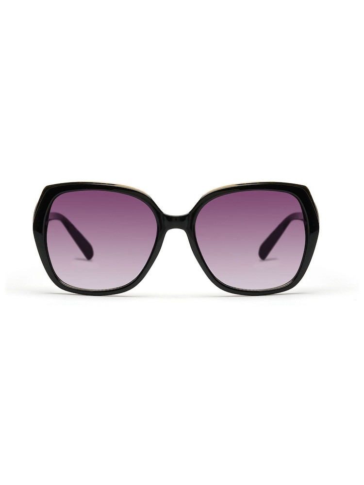 Mint Velvet Black Amalfi Gold Detail Sunglasses - Image 2 of 4 Mint Velvet Black Amalfi Gold Detail Sunglasses - Image 2 of 4