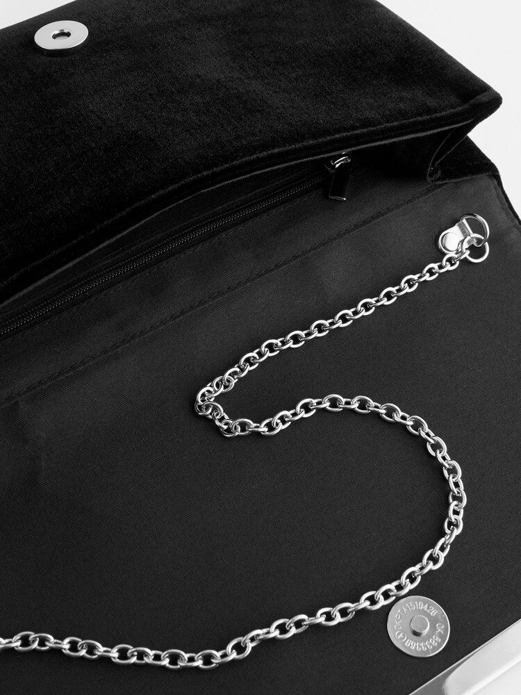Schwarzer Samt - Clutch-Tasche mit abnehmbarer Umhängekette - Bild 8 von 8