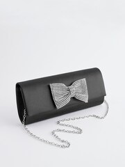 Black Sparkle Bow Clutch Bag - Image 6 of 12
