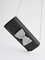 Black Sparkle Bow Clutch Bag - Image 8 of 12