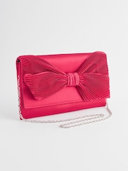 Red Pleat Satin Bow Clutch - Image 4 of 9