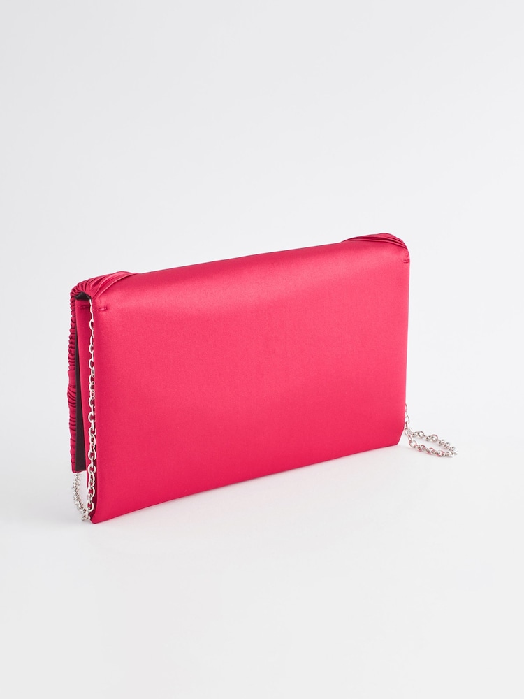 Red Pleat Satin Bow Clutch - Image 5 of 9