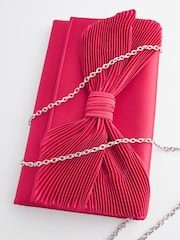 Red Pleat Satin Bow Clutch - Image 7 of 9