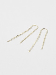 Oliver Bonas Gold Tone Renata Interest Chain Thread Through Drop Earrings - Image 2 of 4