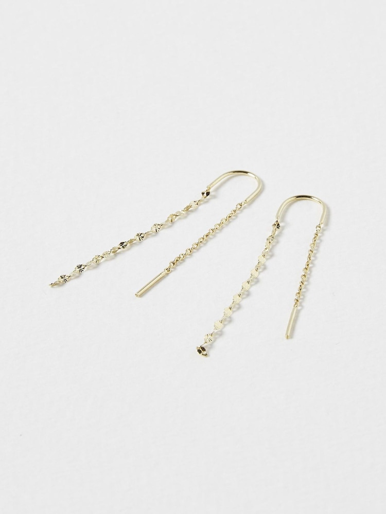 Oliver Bonas Gold Tone Renata Interest Chain Thread Through Drop Earrings - Image 2 of 4