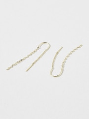 Oliver Bonas Gold Tone Renata Interest Chain Thread Through Drop Earrings - Image 3 of 4