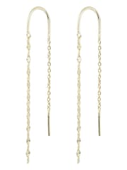 Oliver Bonas Gold Tone Renata Interest Chain Thread Through Drop Earrings - Image 4 of 4