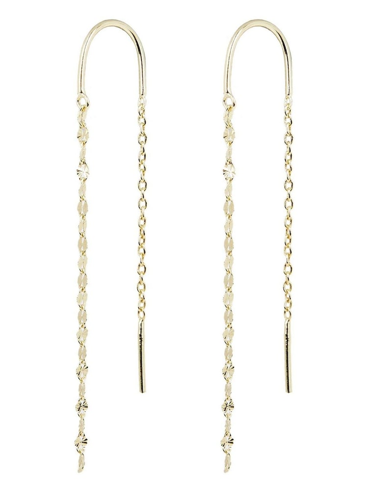 Oliver Bonas Gold Tone Renata Interest Chain Thread Through Drop Earrings - Image 4 of 4