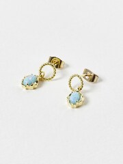 Oliver Bonas Blue Dara Opalite Loop Gold Plated Drop Earrings - Image 1 of 5