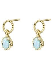 Oliver Bonas Blue Dara Opalite Loop Gold Plated Drop Earrings - Image 2 of 5