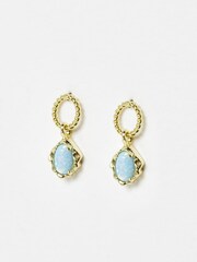 Oliver Bonas Blue Dara Opalite Loop Gold Plated Drop Earrings - Image 3 of 5