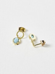 Oliver Bonas Blue Dara Opalite Loop Gold Plated Drop Earrings - Image 4 of 5