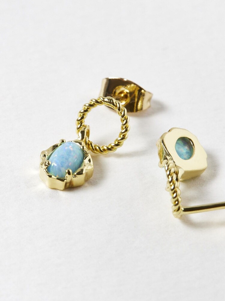 Oliver Bonas Blue Dara Opalite Loop Gold Plated Drop Earrings - Image 5 of 5 Oliver Bonas Blue Dara Opalite Loop Gold Plated Drop Earrings - Image 5 of 5