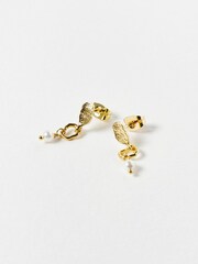 Oliver Bonas Gold Tone Aadi Molten Forms Pearl Drop Earrings - Image 3 of 4