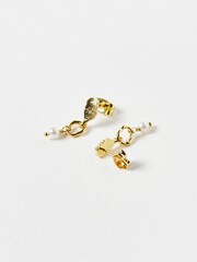 Oliver Bonas Gold Tone Aadi Molten Forms Pearl Drop Earrings - Image 4 of 4