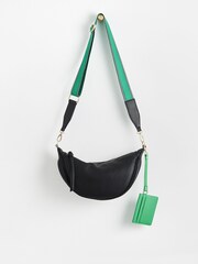 Oliver Bonas Black Stripe Betty Crossbody Belt Bag - Image 1 of 5