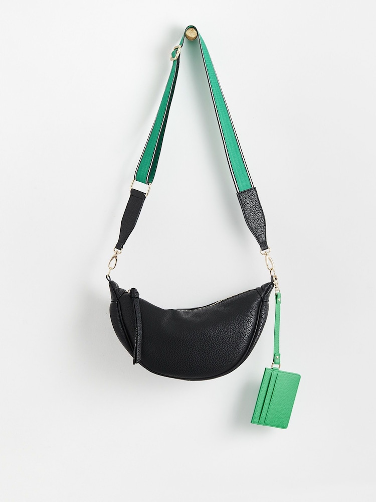 Oliver Bonas Black Stripe Betty Crossbody Belt Bag - Image 1 of 5