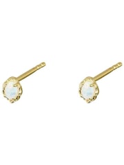 Oliver Bonas White Opalite Dara Gold Plated Stud Earrings - Image 2 of 4