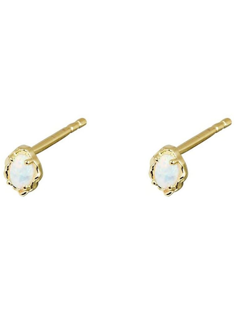 Oliver Bonas White Opalite Dara Gold Plated Stud Earrings - Image 2 of 4 Oliver Bonas White Opalite Dara Gold Plated Stud Earrings - Image 2 of 4