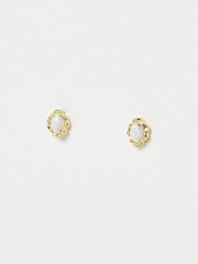 Oliver Bonas White Opalite Dara Gold Plated Stud Earrings - Image 3 of 4