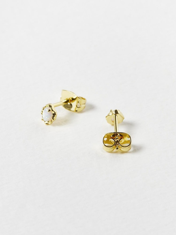 Oliver Bonas White Opalite Dara Gold Plated Stud Earrings - Image 4 of 4 Oliver Bonas White Opalite Dara Gold Plated Stud Earrings - Image 4 of 4