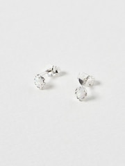 Oliver Bonas White Opalite Dara Silver Plated Stud Earrings - Image 1 of 4