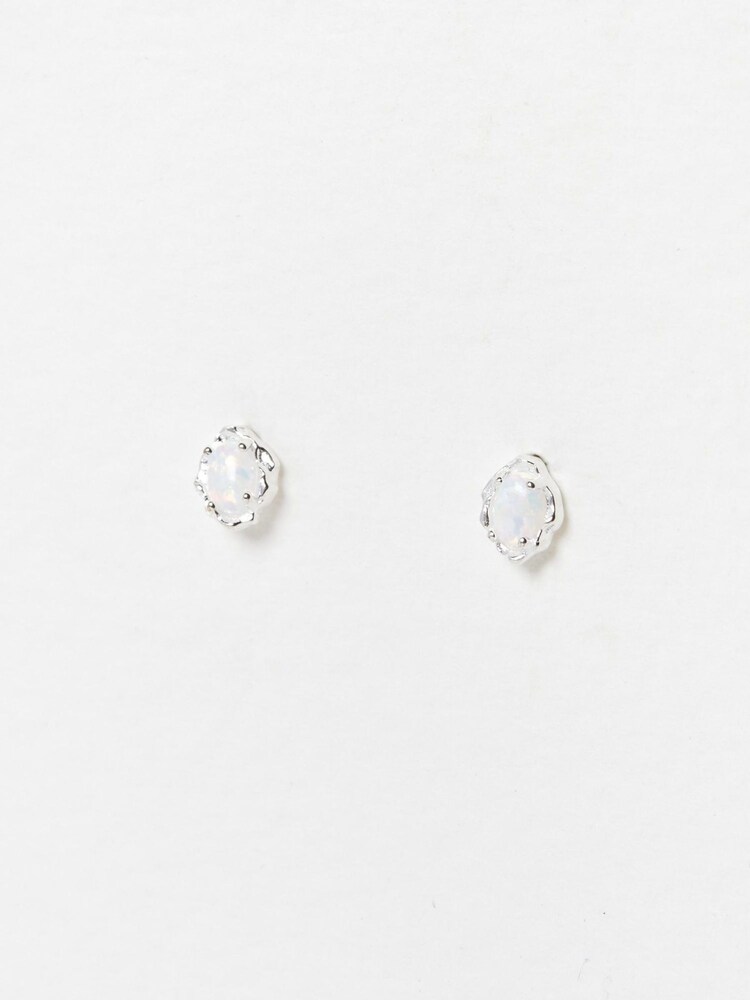 Oliver Bonas White Opalite Dara Silver Plated Stud Earrings - Image 2 of 4